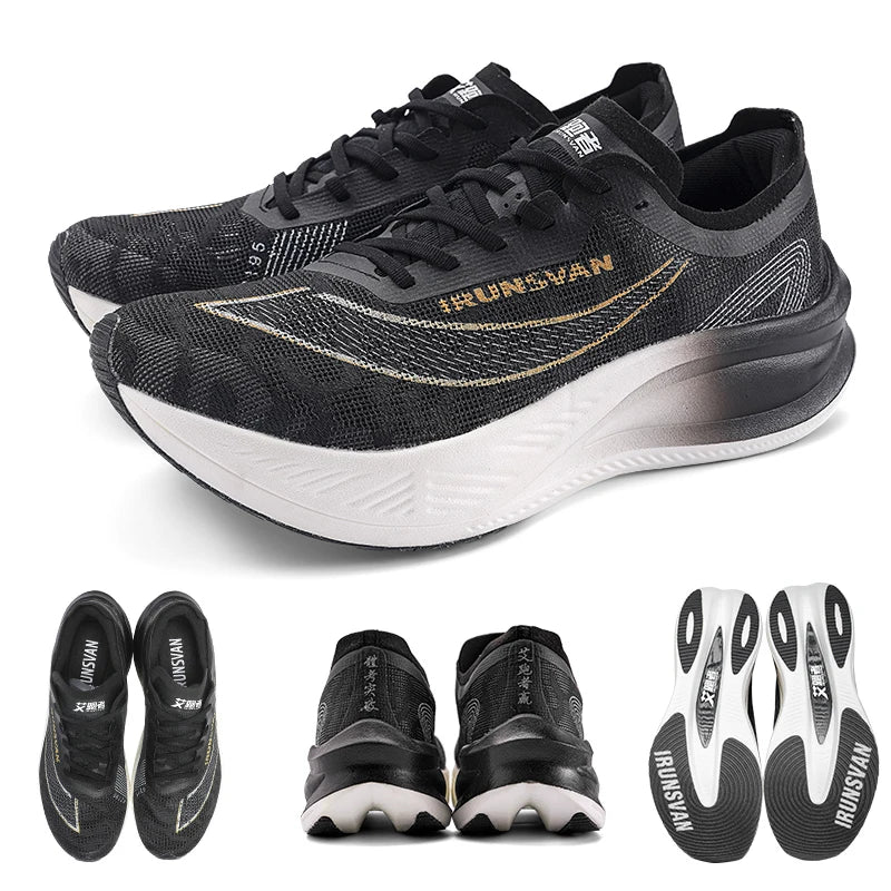 IRUNSVAN Nylon Carbon Plate Professional Marathon Running Shoes for Men Lightweight Cushioning Training Outdoor Sneakers for Women