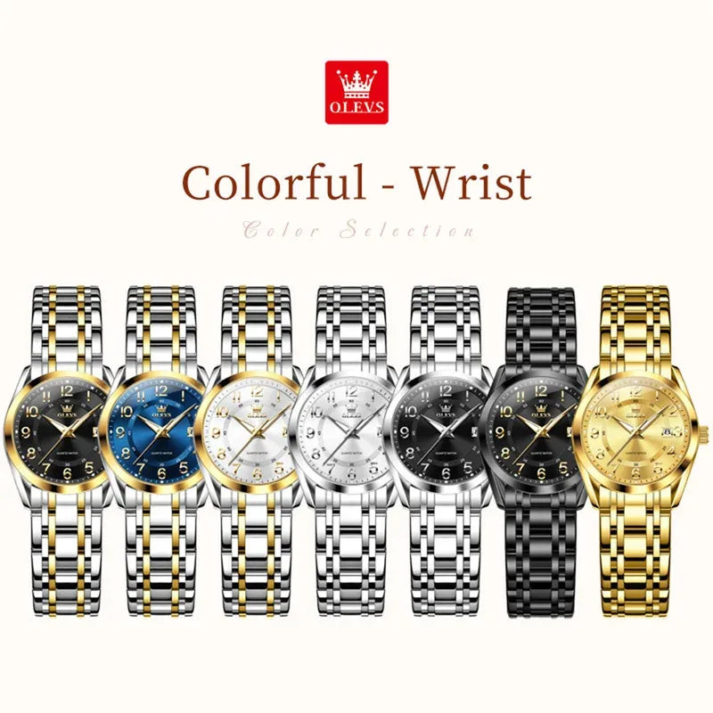 OLEVS Luxury Fashionable Ladies Quartz Watch Waterproof Wristwatch with Arabic Numerals Date Feature And Set Bracelet for Women