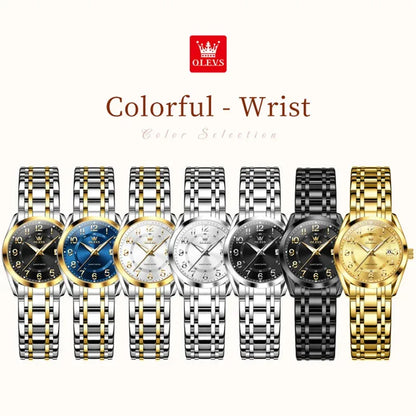 OLEVS Luxury Fashionable Ladies Quartz Watch Waterproof Wristwatch with Arabic Numerals Date Feature And Set Bracelet for Women