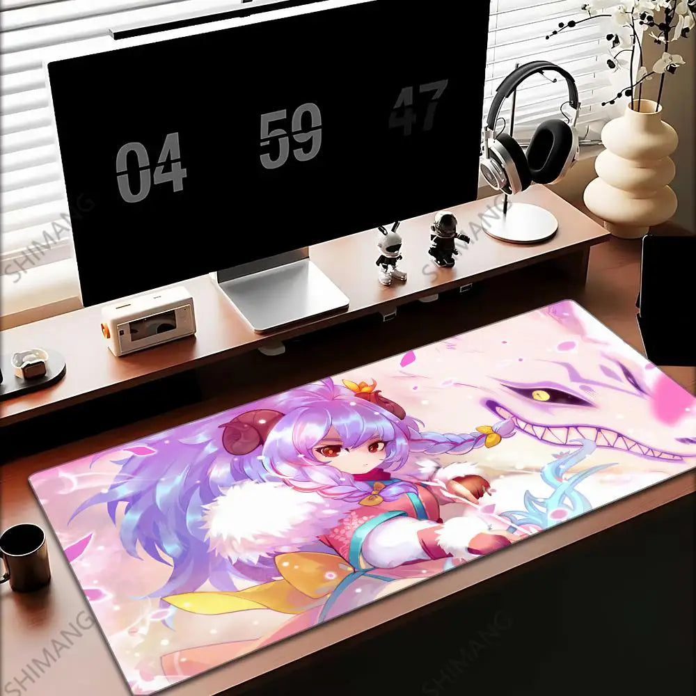 League of Legends Kindred -hiirimatto, suuri pelihiirimatto, tietokone, anime-tyttö, pöytämatto, kannettavan tietokoneen lisävarusteet, pelaaja, XXL-näppäimistömatto