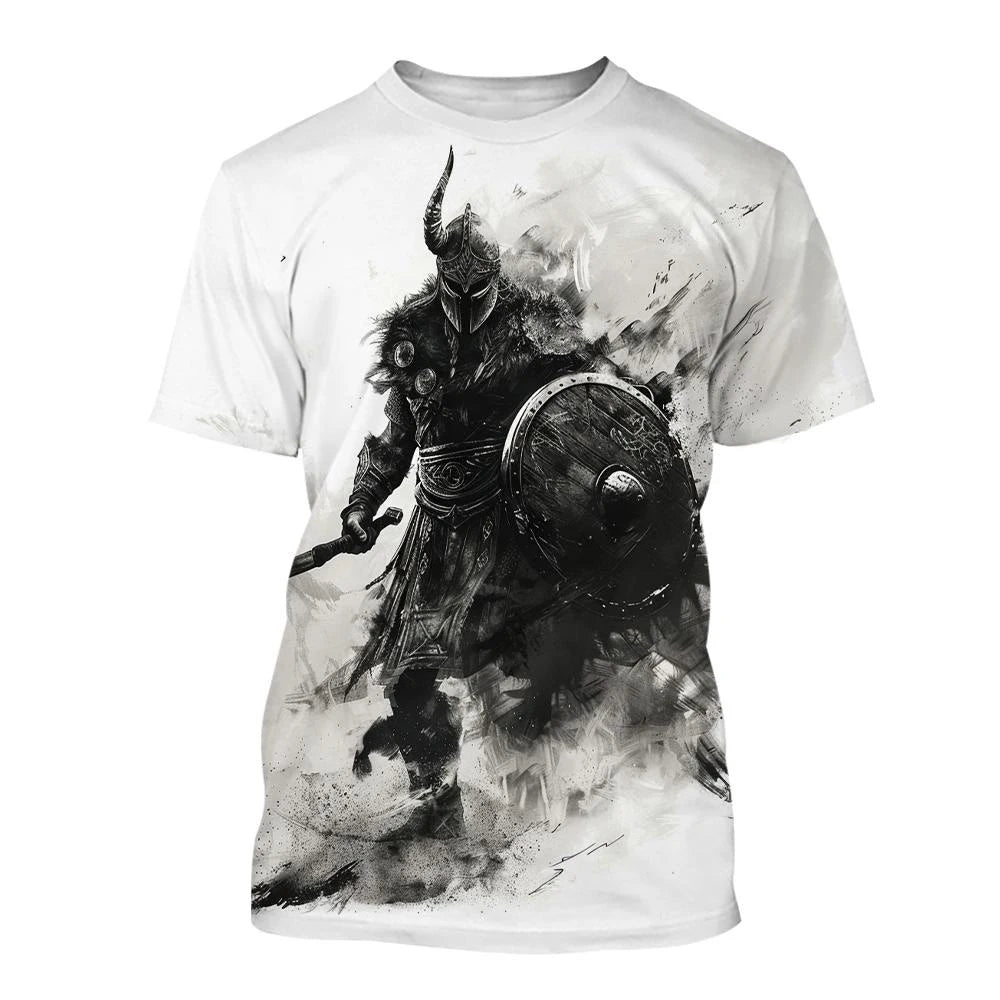 Tricou 3D nou pentru bărbați, cu mânecă scurtă, model tatuaj cu linii negre și albe, top street hip-hop Harajuku cool