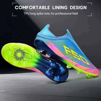 Anti-slip AG/FG Soccer Boots，TPU Shock Absorption Sole，Durable PU Fabric Upper，Teenager Boys Girls Professional Field Sneakers