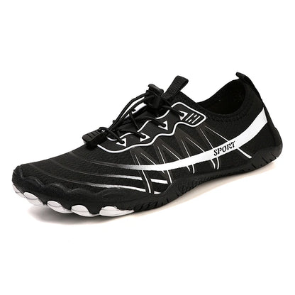 Novos sapatos aquáticos 2025 barefoot para praia e desporto, sapatos de natação antiderrapantes de alta qualidade, sapatos desportivos casuais de cinco dedos unissexo