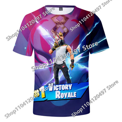 Japanese Anime Fortnite Summer T-shirt for Men Women Battle Royale Short-Sleeved Casual Comfortable Loose Harajuku Streetwear