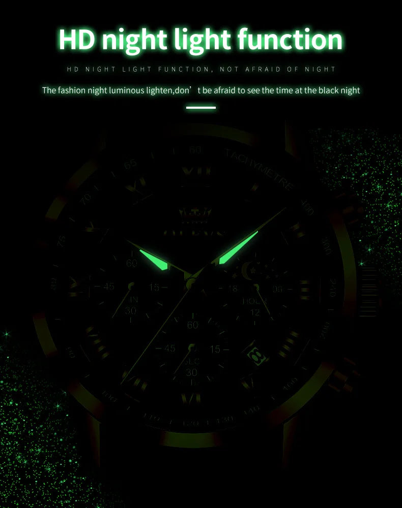 Relógio de Homem OLEVS 5529 de Marca Top Luxury, Impermeável, Luminoso, em Aço Inoxidável, com Fase Lunar e Código de Temporização, Novo Relógio de Quartzo para Homem