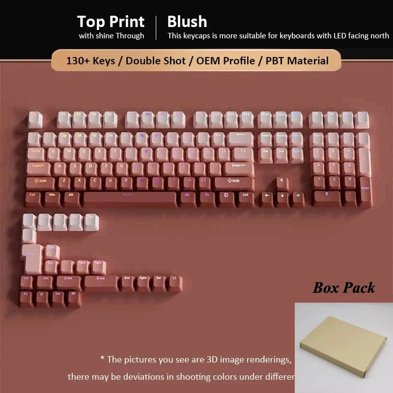 Conjunto de 133+ teclas OEM em gradiente para teclado mecânico gaming com switches Cherry MX, PBT retroiluminado RGB, layout ISO