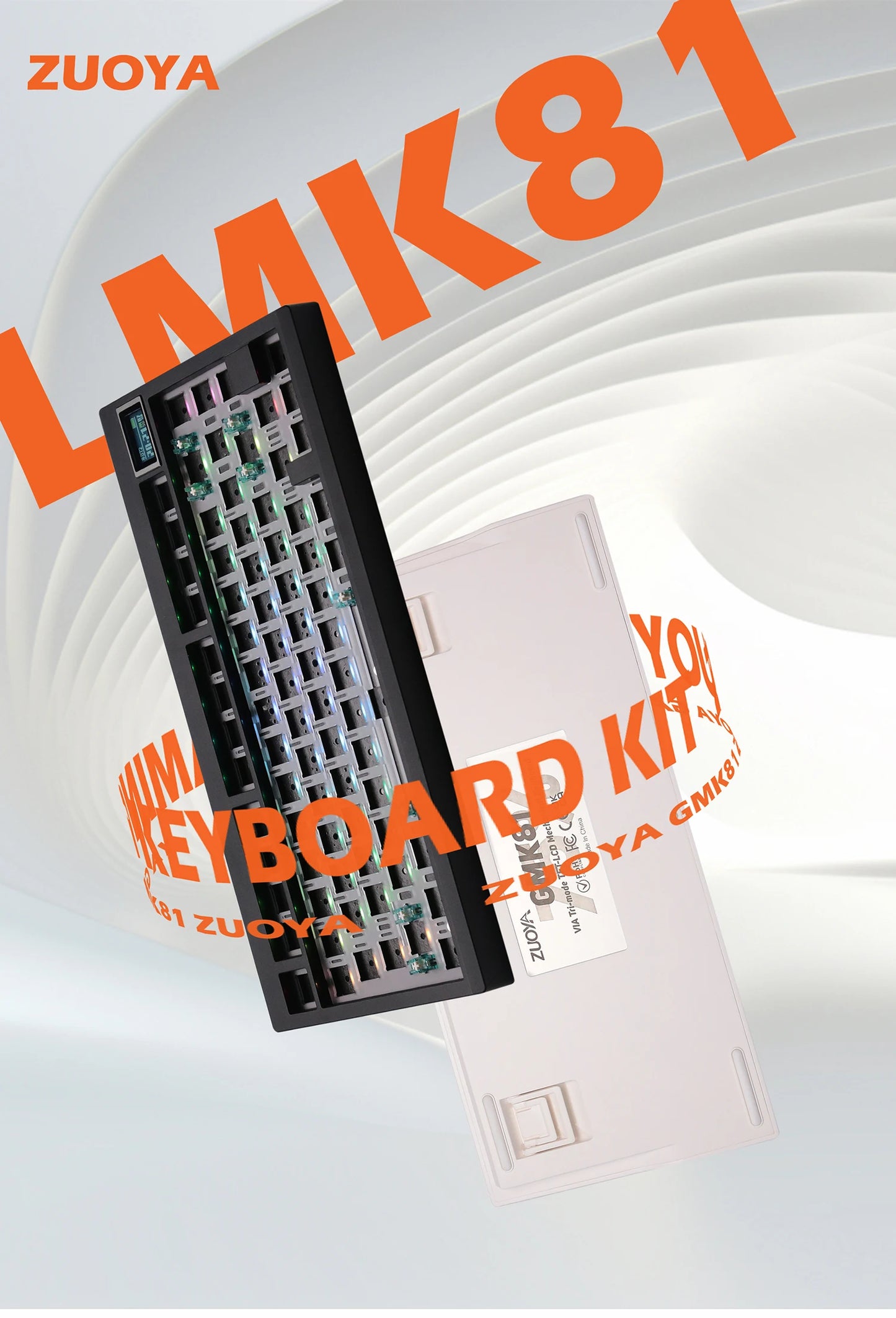 Kit de teclado mecânico ZUOYA GMK81 Hot-swappable Bluetooth 2.4G sem fios com retroiluminação RGB, estrutura gasket, suporte para
