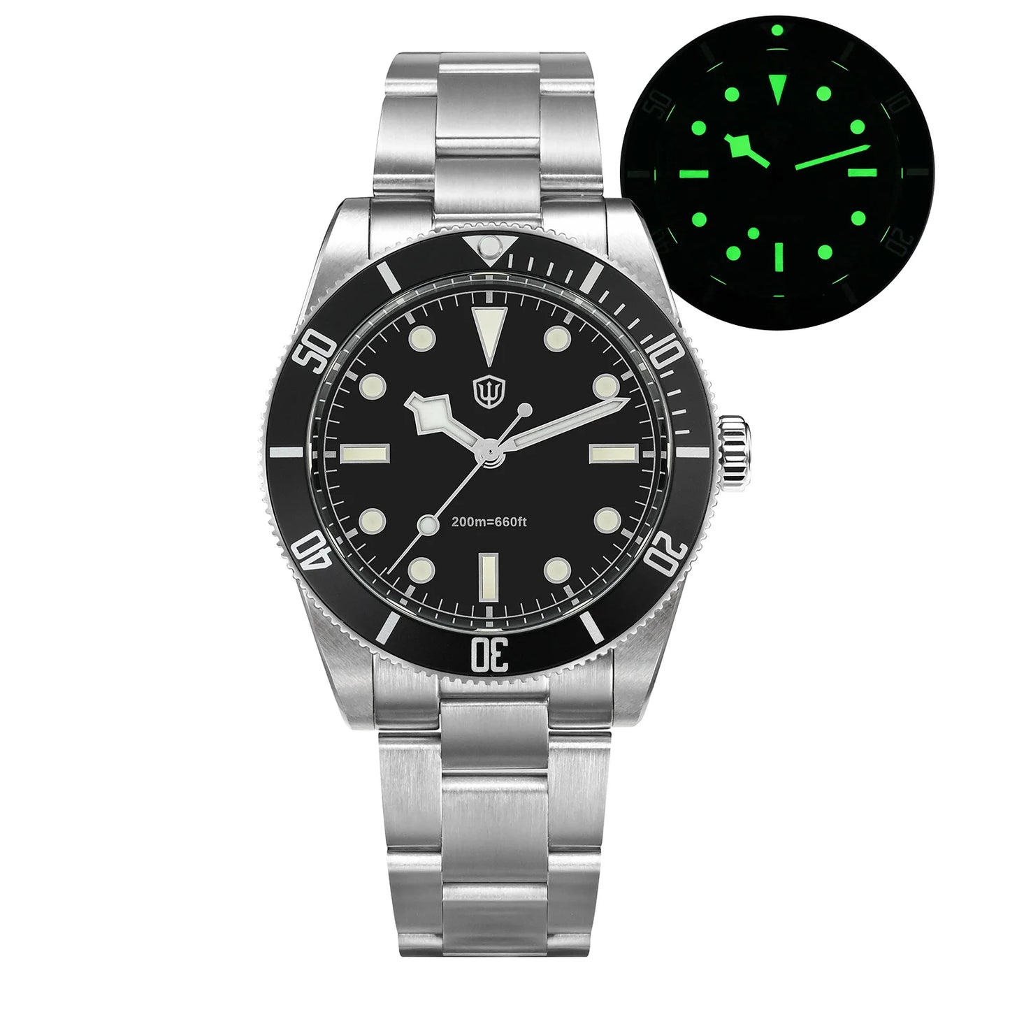 Watchdives WD7922 BB54 Watch VH31 Sweep Second Movement Sapphire Crystal 20bar Waterproof C3 Luminous 37mm Vintage Watches