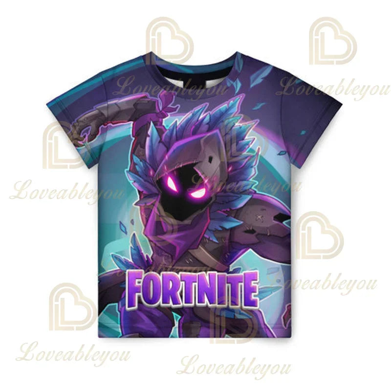 New Fortnite Summer T Shirt Boys Cartoon Cute Tee Short Sleeve Shirt Men Women Children Tshirts Teenager Tee Streetwear Tops