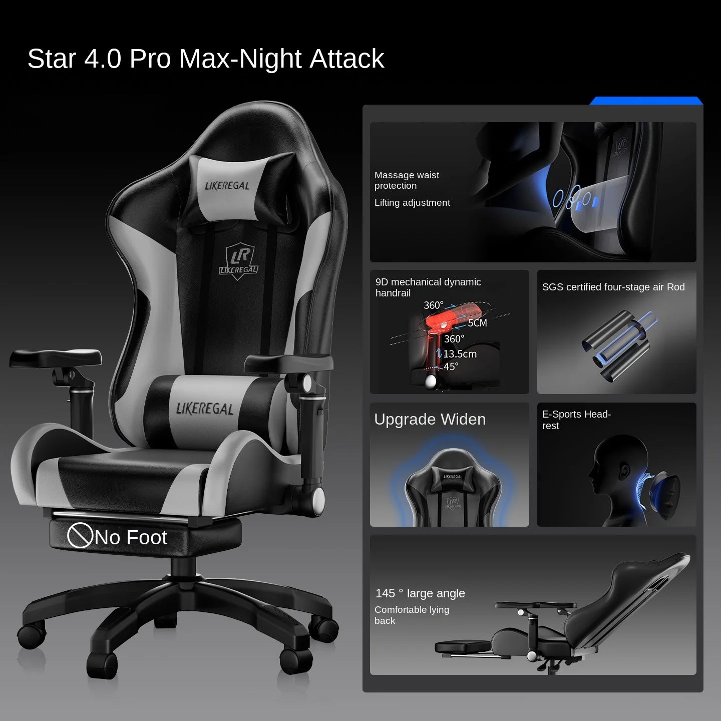New Gaming Chair 9D Mechanical Dynamic Armrests 3D Lumbar Support Wide Seat Ergonomic Chair Gaming Live Streaming Swivel Chair