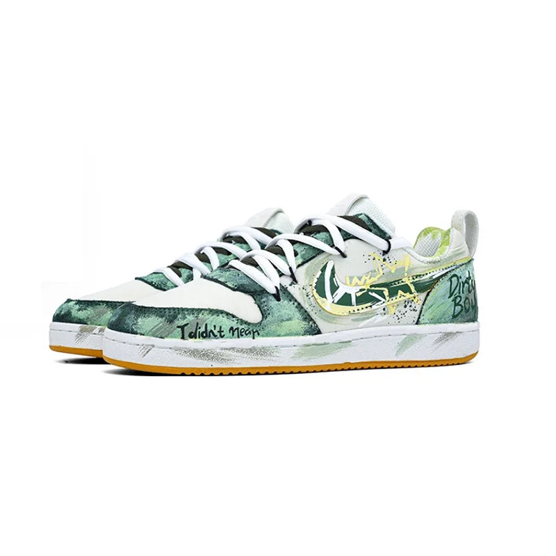 Custom Sneakers Nike Court Borough PRM "Party Star" Custom Deconstructed Graffiti Low-Top Skate Shoes For Men