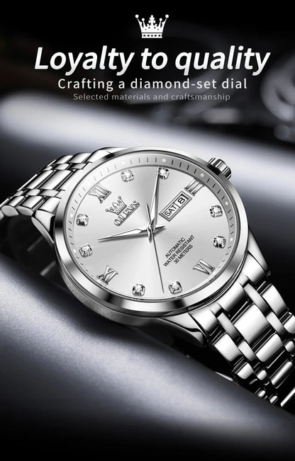 OLEVS 9946 Brand Original Man Watch Dual Calendar Diamond Scale Luxury Automatic Mechanical Watch for Men Business Wristwatches