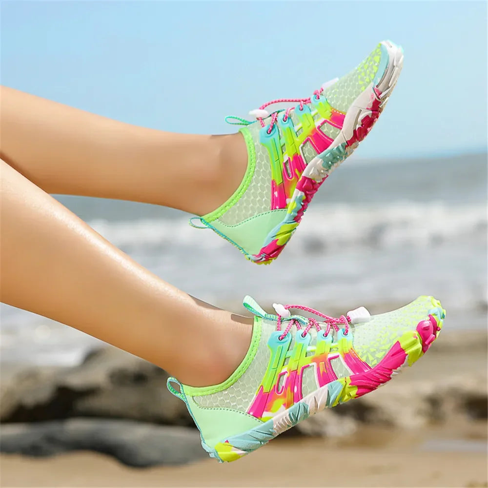 Men Women Water shoes Upstream Wading Swimming Barefoot Five Fingers Aqua Shoes Colorful Beach Seaside Light Unisex Sneakers New