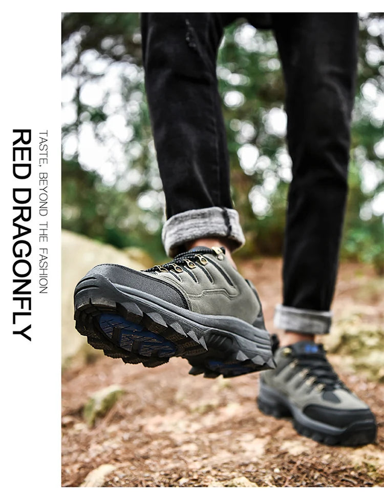 Winter Casual Shoes Men Leather Comfortable Walking Shoes Autumn Classic Outdoor Sneakers Women High Top Hiking Sneakers Lace Up