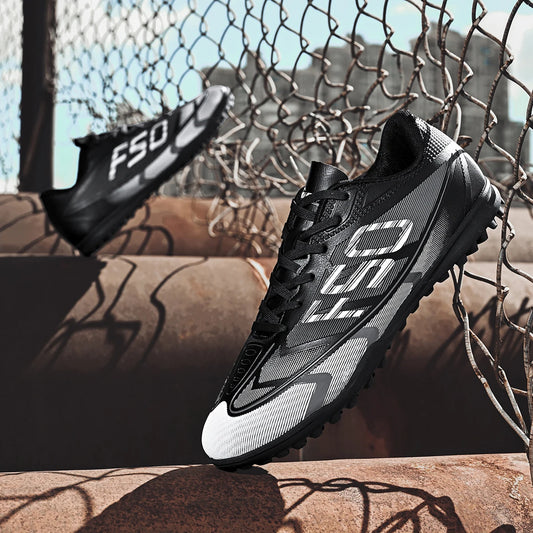 Breathable TF Soccer Shoes Men Women Kids PU+Fabric Non-Slip Wear-Resistant Rubber Sole Training Shoes