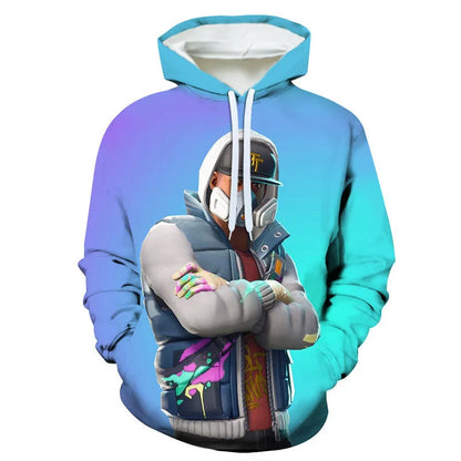 Children's Fortnite 2024 Sweatshirt 3D Digital Printed Hoodie Men's and Women's Pullover Jacket Long Sleeve Children's Gift