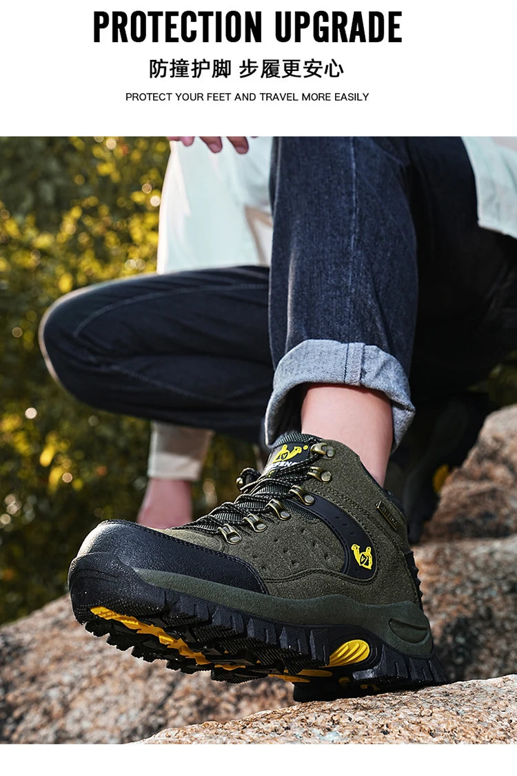 Outdoor trekking shoes autumn winter men waterproof hiking shoes mountain boots genuine leather woodland hunting tactical shoes