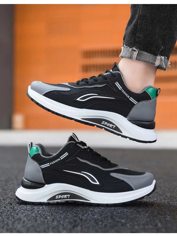 Men's Fashionable Korean Style Lace-Up Casual Running Shoes Comfortable Breathable Thick Bottom Sports Sneakers