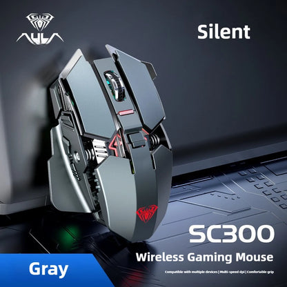 Novo Rato Gaming Sem Fios SC300 2025 2.4G RGB 3200dpi Recarregável, Silencioso e Mecânico, para E-sports, Computador de Secretária e Portátil