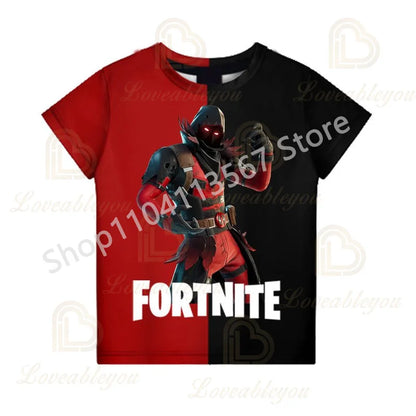 Conjunto Infantil 2 Peças F-Fortnited Victory 3D, T-shirt e Calções para Meninas e Meninos, Roupa Battle Royale, T-shirts Harajuku Hero