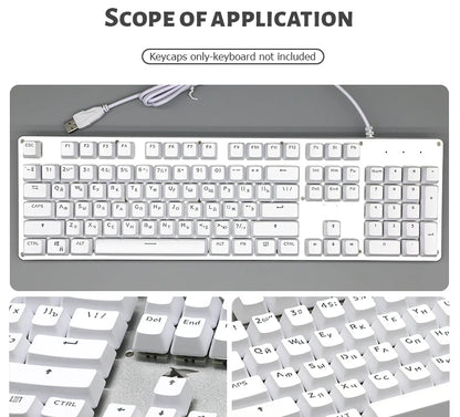 104 Teclas Keycaps Retroiluminadas Coreano Francês Russo Espanhol Alemão para Teclado Mecânico com Switch MX, Perfil OEM, Teclas ABS DIY