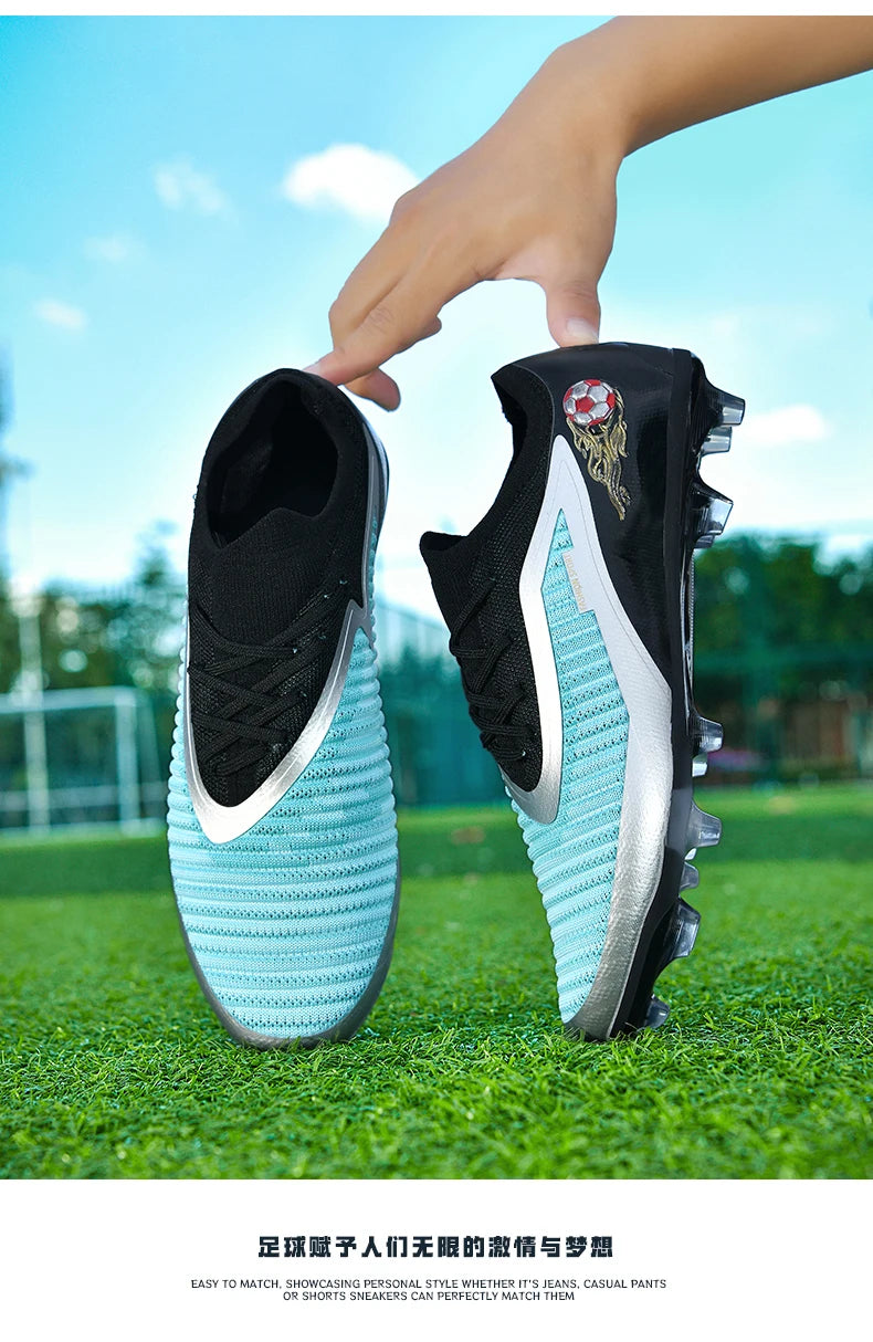 New Men Soccer Shoes Outdoor Sport Boys Football Boots Breathable Match Comfortable Long Spikes Training Cleats Adult Non Slip