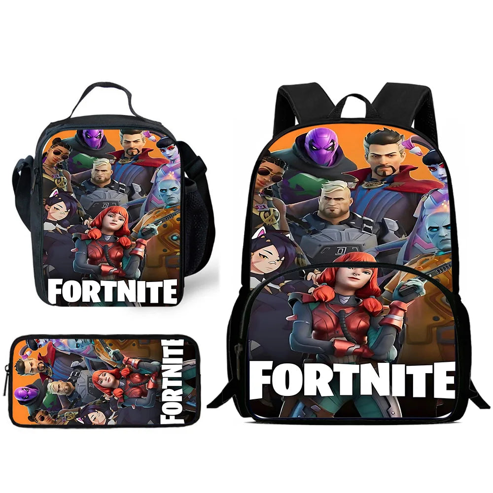 Hot Game Design Child Backpacks F-FortniteS Lunch Bag Pencil Case Pupil Large Capacity School Bags For Boy Girl Best Gift