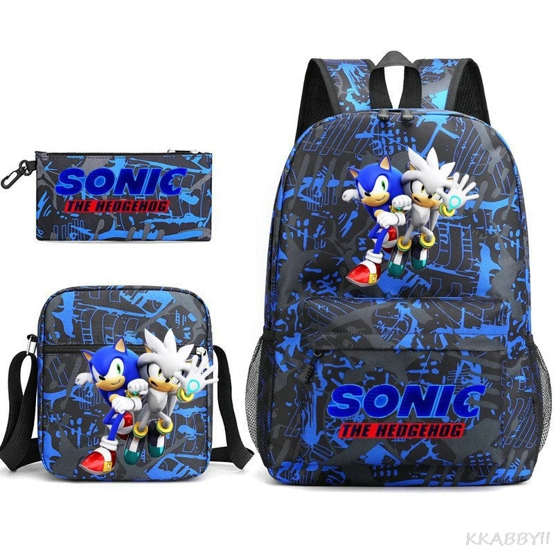 Sonic Backpacks Student School Bags for Teen Men Women Tote Bag Clutch Pocket Nylon Backpacks Travel Mochilas