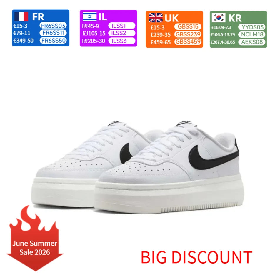 Nike Court Vision Alta Women's Low-Top Basketball Shoes Soft & Comfortable, Durable White/Black DZ5394-107