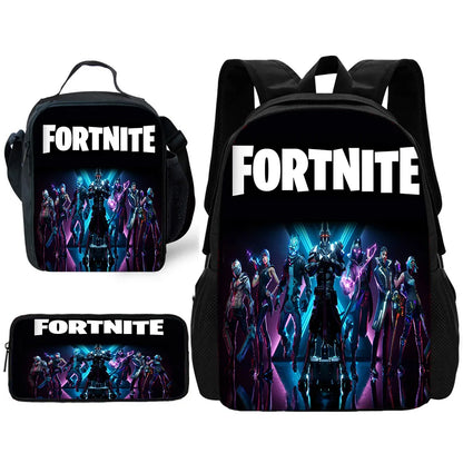 Mochila Escolar Infantil Hot Game com Lancheiras, Design-F-FortniteS, Estojos para Lápis, Mochilas Escolares para Rapazes e Raparigas, Melhor Presente