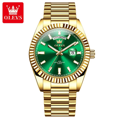 OLEVS 5650 Quartz Men's Watches Unique Week Calendar Display Luxury Brand Original Watches for Men Luminous Waterproof Man Watch