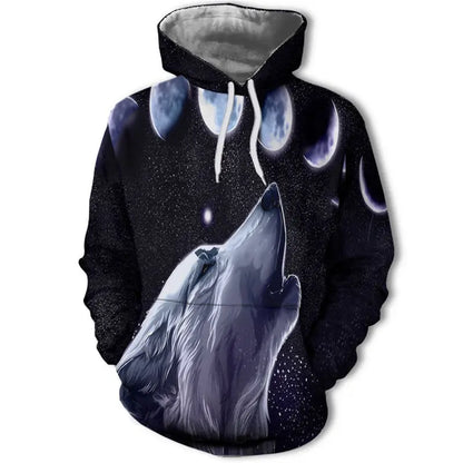 New Fashion Animal 3D Printed Hoodie Men and Women Personalized Design Sweatshirt Snow Double Wolf Harajuku Oversized Hoodie