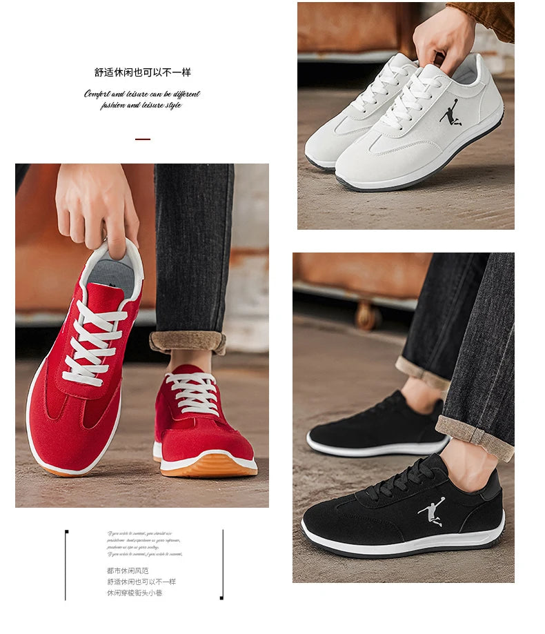 Men's Shoes, Spring and Autumn Trendy Shoes, New Cross-Border Models, White, Black, Red Sneakers, Soft-Soled Breathable Men's Low-Top Versatile Casual Shoes