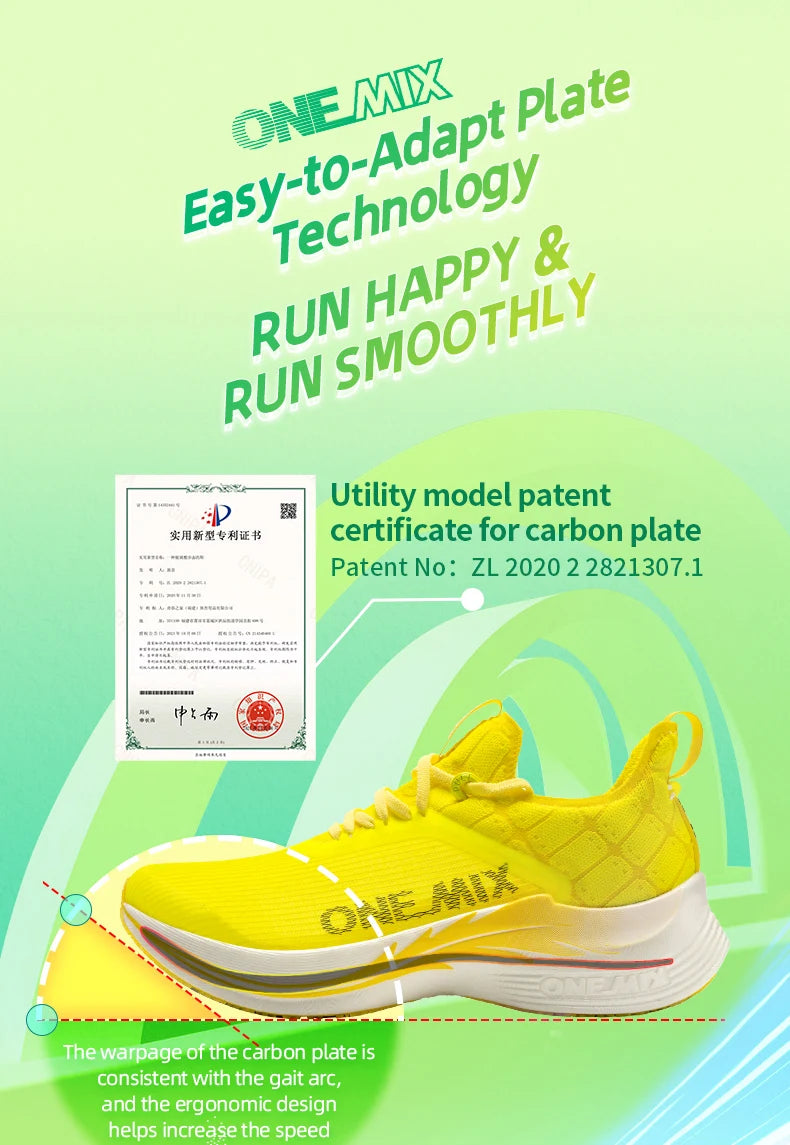 ONEMIX Original Carbon Fiber Running Racing Shoes Professional Marathon Ultra-light Rebound Damping Trail Sport Road Sneakers