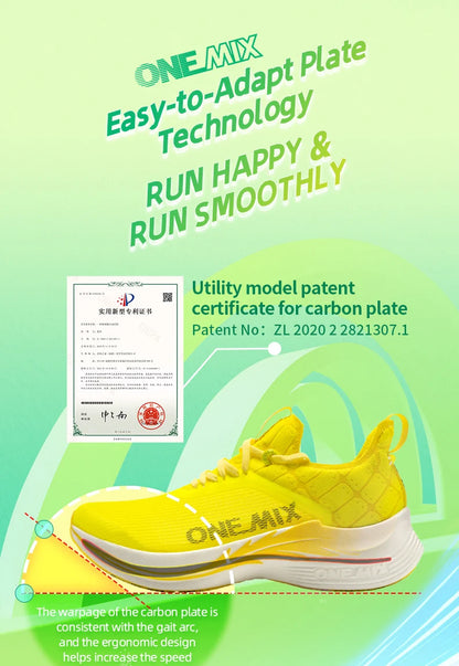 ONEMIX Original Carbon Fiber Running Racing Shoes Professional Marathon Ultra-light Rebound Damping Trail Sport Road Sneakers