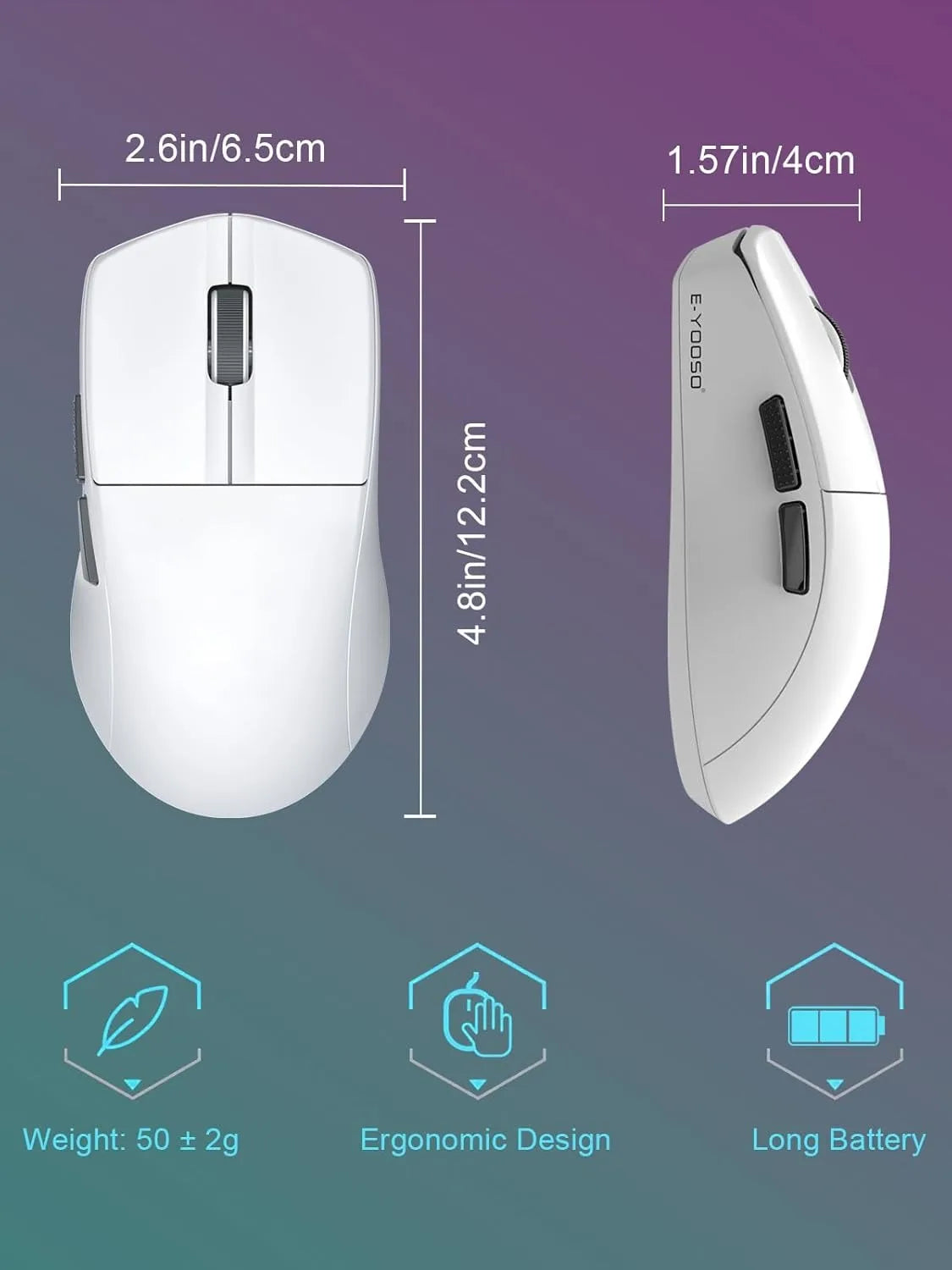 E-YOOSO X44 Lite Tri-Mode Rechargeable Wireless Mouse, Ultra Lightweight Bluetooth, 2.4G & USB-C Computer Mouse for Laptop, PC & Mac
