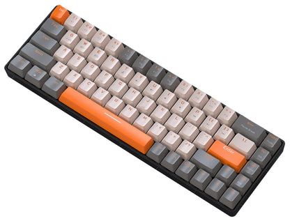 FREEWOLF K68 Mechanical Keyboard, Bluetooth Wireless, Blue and Red Switches, Hot-swap, Small Size Mini Keyboard