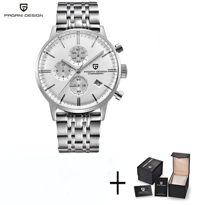 PAGANI DESIGN Men's Fashion Casual Brand Watch Waterproof 30m Luxury Leather Sports Quartz Chronograph VK67 Relogio Masculino