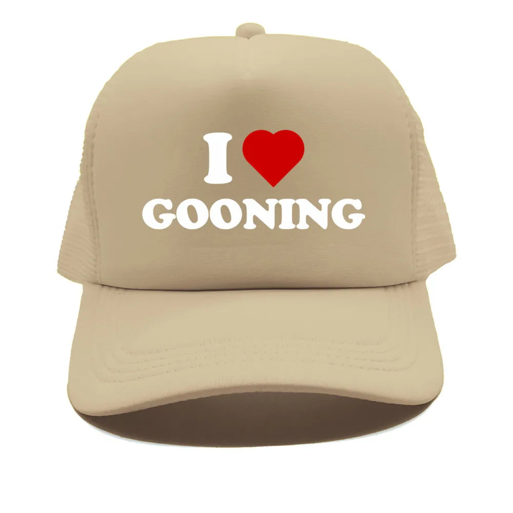 Casquettes de baseball humoristiques « I Love Gooning » – Casquette d'été tendance pour homme en maille, casquette de camionneur humoristique, casquettes unisexes d'extérieur en maille MZ-080