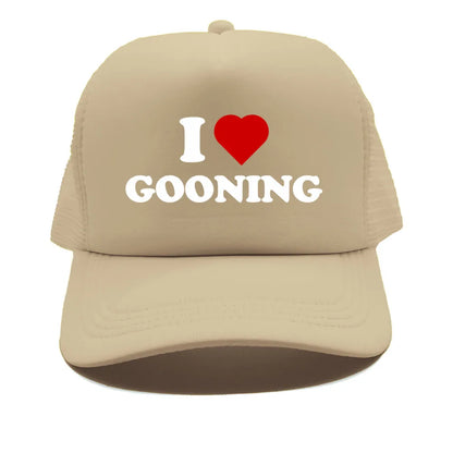 Casquettes de baseball humoristiques « I Love Gooning » – Casquette d'été tendance pour homme en maille, casquette de camionneur humoristique, casquettes unisexes d'extérieur en maille MZ-080