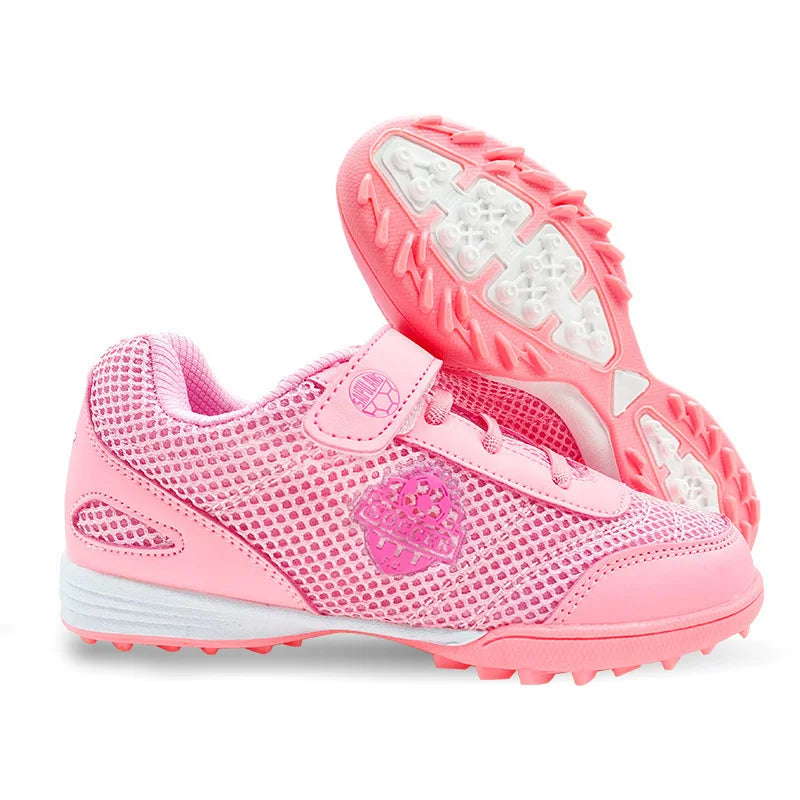 Boys' and Girls' TF Children's Football Shoes Hook and Loop Football Boots No Spikes Lacrosse Beginner Cricket Shoes Baseball Shoes