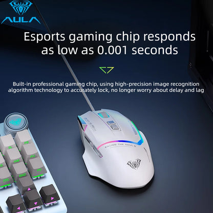 Promoção Especial Rato Gaming com Fio AULA S12 Pro 12800 DPI, Retroiluminação RGB, 8 Botões Programáveis, Ergonómico, para PC e Portátil
