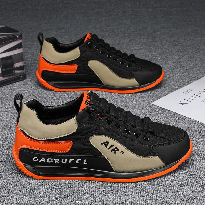 Men's Casual Sports Shoes Breathable Comfortable Flat Heel Low Cut Lace up Leather Upgraded Version of the Classic AGAM Shoe