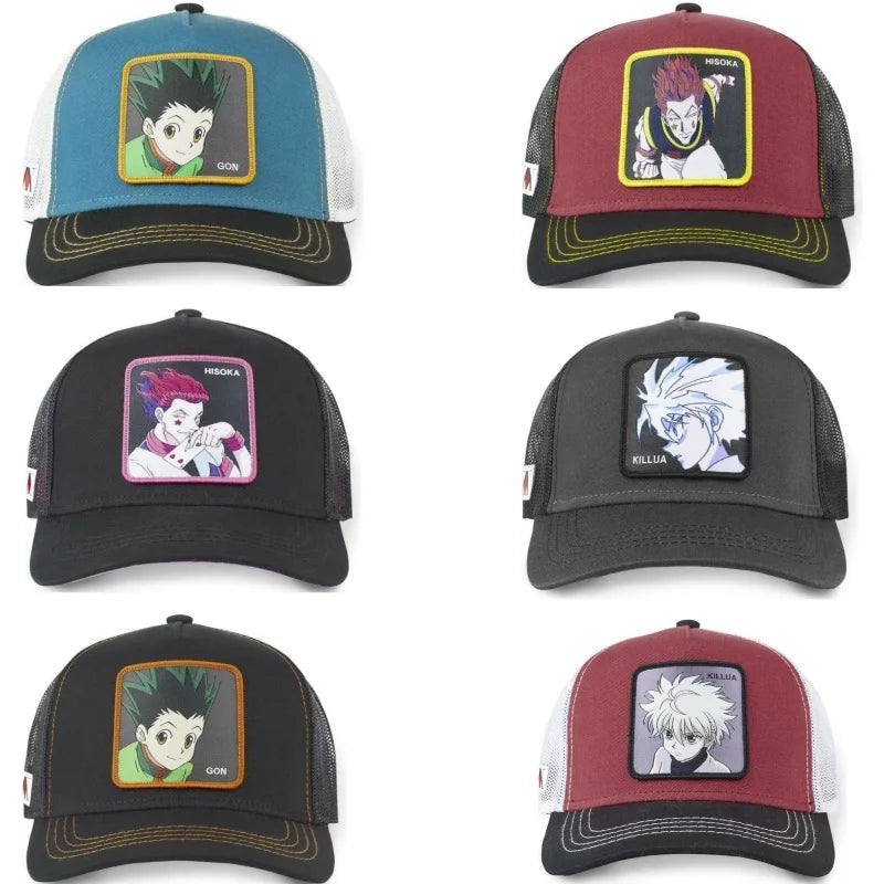 Hunter X Hunter-keps, sommar-snapback-baseballkeps för män, broderad, hiphop-stil, solskydd, justerbar truckerkeps i nät