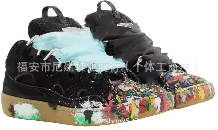 Comfortabele skateschoenen met hoge hak en dikke zool, casual sportieve dad bag-schoenen, Vietnamese en Cambodjaanse nieuwe stijl, slip-on met knoopsluiting