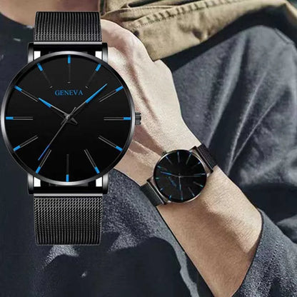 Fashion Mens Watches Top Brand Luxury Quartz Watch Men Casual Slim Mesh Steel Waterproof Sport Watch Relogio Masculino