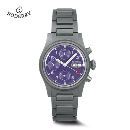 Boderry Chronograph Watch LANDMASTER Titanium Automatic mechanical Field Watches Outdoor Sport Waterproof Dive Wristwatch Men