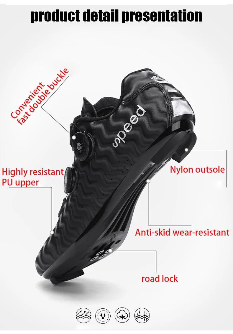 New Cycling Shoes Men's Self-locking Racing Road Cycling Sports Shoes Lockless Training Shoes Women's SPD Cleats Cycling Shoes