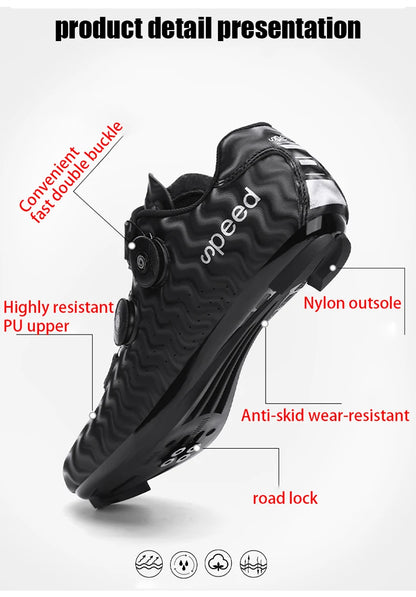 New Cycling Shoes Men's Self-locking Racing Road Cycling Sports Shoes Lockless Training Shoes Women's SPD Cleats Cycling Shoes
