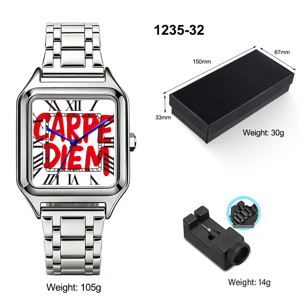FUCK9.5 Stainless Steel Alloy Square Dial Simple Elegant Ins Style Light Luxury High-end Unisex Square Waterproof Quartz Watch